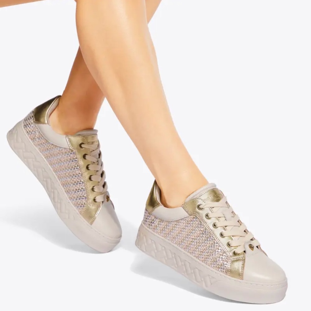 New✨KUrt Geiger KENSINGTON CUPSOLE SNEAKER GOLD COMBINATION